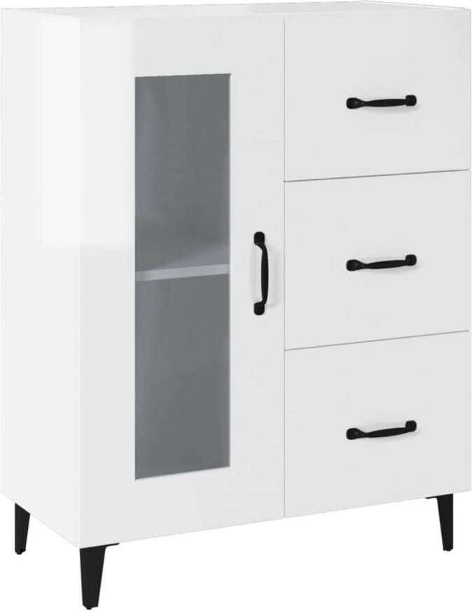 The Living Store Dressoir Kast 69.5 x 34 x 90 cm Hoogglans wit