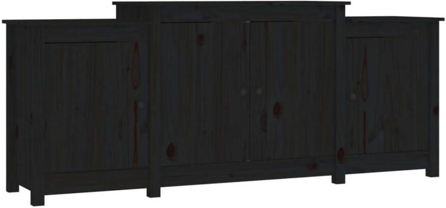 The Living Store Dressoir Landelijke Stijl Zwart 164 x 37 x 68 cm Massief Grenenhout