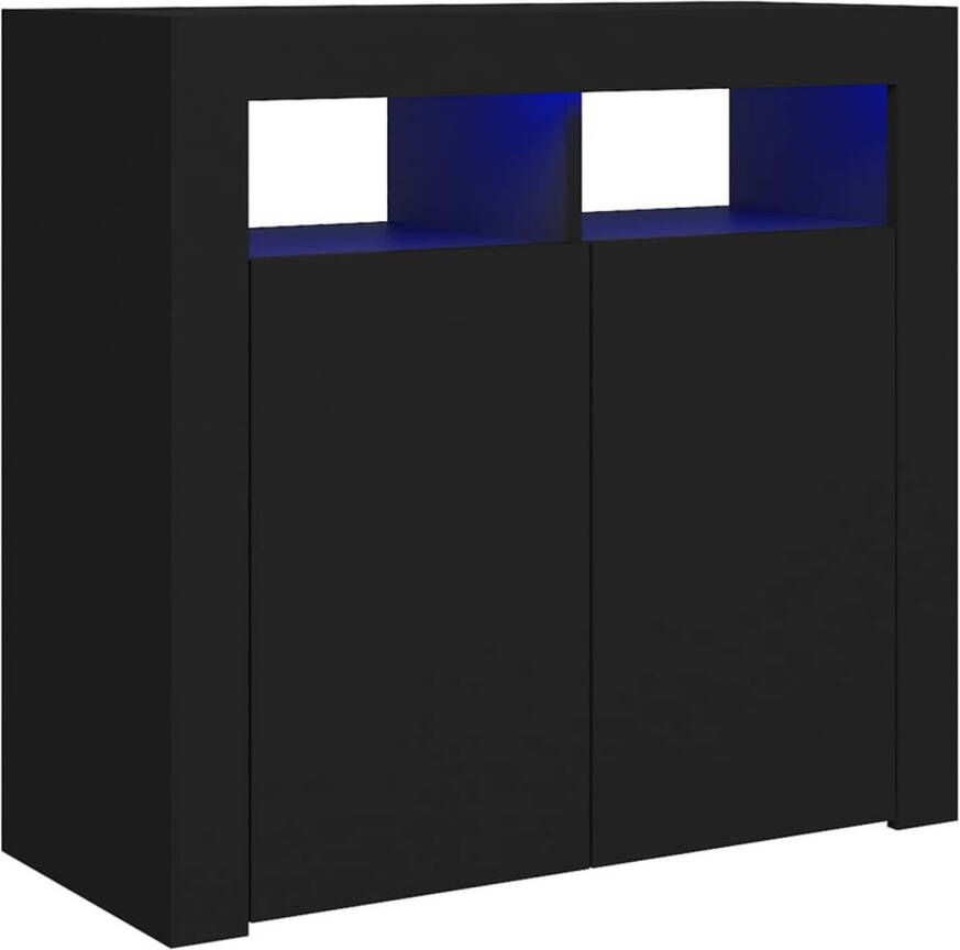 The Living Store Dressoir LED-verlichting 80 x 35 x 75 cm Zwart