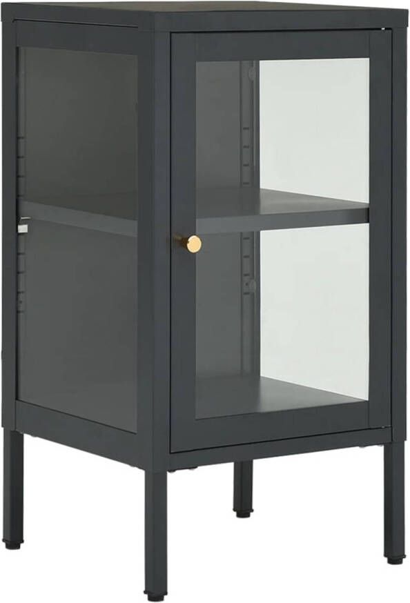 The Living Store Dressoir Luna Opbergkast Staal 38x35x70 cm Antraciet