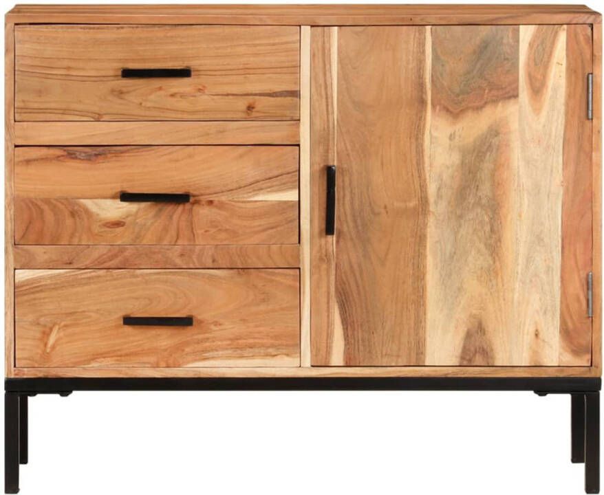 The Living Store Dressoir Massief Acaciahout 88 x 30 x 73 cm Uitschuifbare lades Natuurlijke afwerking