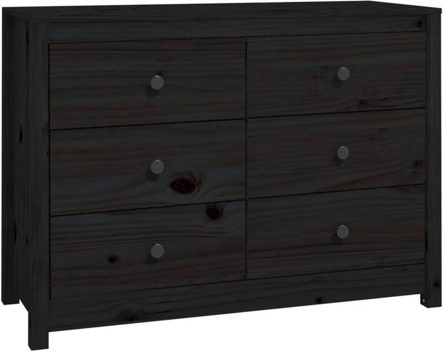 The Living Store Dressoir Massief grenenhout 100 x 40 x 72 cm Zwart