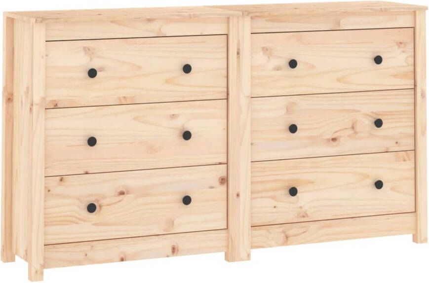 The Living Store Dressoir Massief Grenenhout 140 x 35 x 80 cm Opbergruimte Stevig Blad