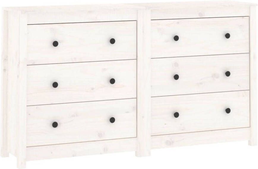 The Living Store Dressoir Massief Grenenhout 140 x 35 x 80 cm Wit