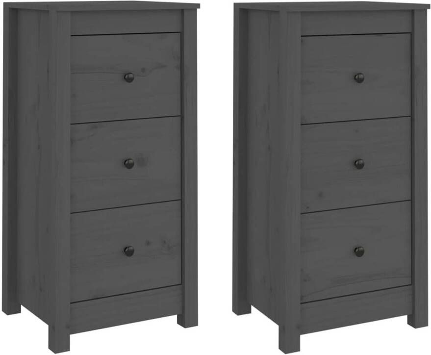 The Living Store Dressoir Massief Grenenhout 40 x 35 x 80 cm grijs