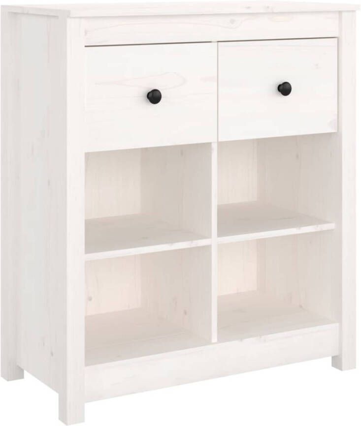 The Living Store Dressoir Massief Grenenhout Basic Buffetkast 70x35x80 cm Wit