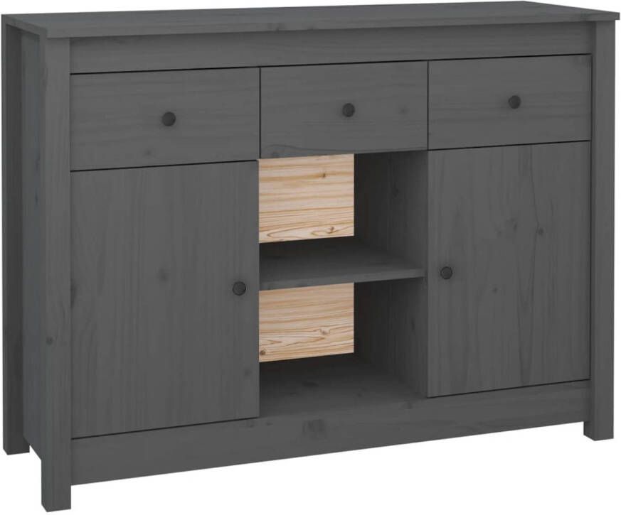 The Living Store Dressoir Massief grenenhout Grijs 100 x 35 x 74.5 cm Voldoende opbergruimte