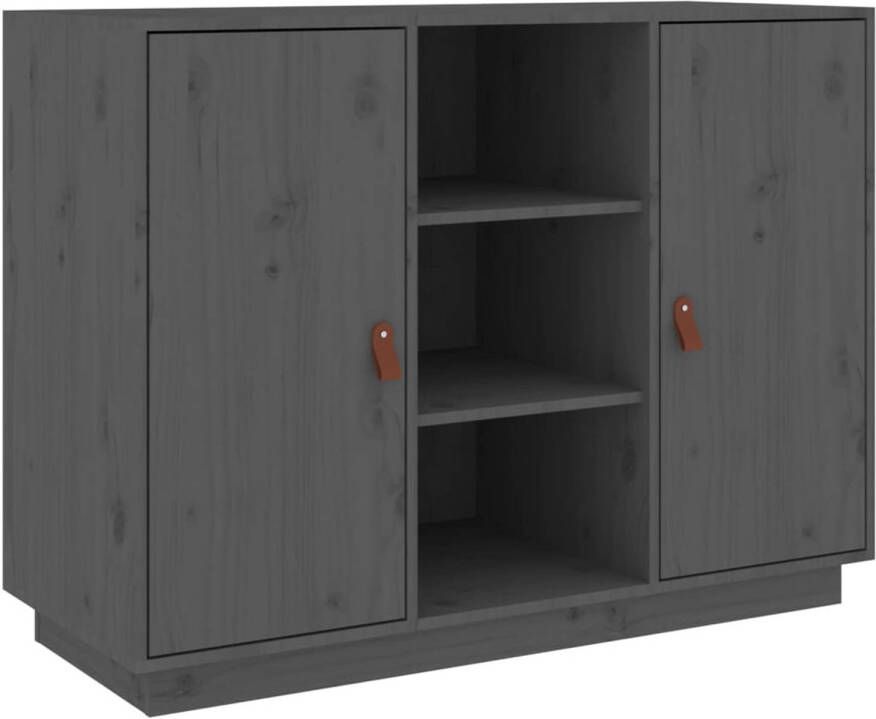 The Living Store Dressoir Massief Grenenhout Grijs 100 x 40 x 75 cm Opbergruimte en Stevig Blad