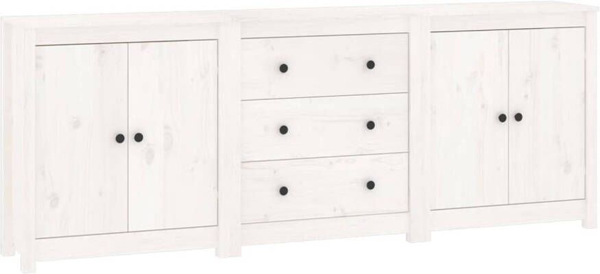 The Living Store Dressoir Massief Grenenhout Wit 210 x 35 x 80 cm Opbergruimte Stevig blad