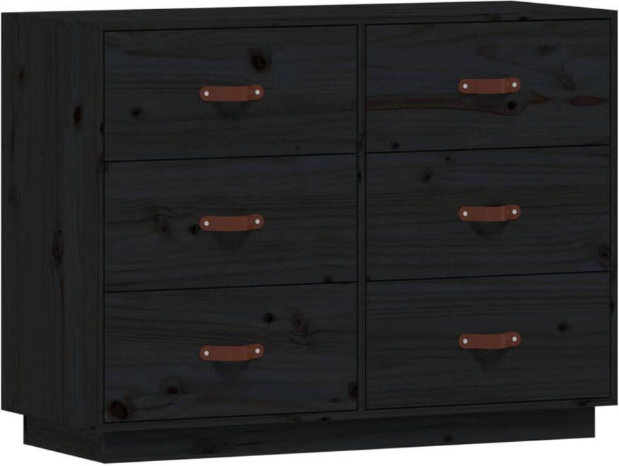 The Living Store Dressoir Massief Grenenhout Zwart 100 x 40 x 75 cm Stabiel frame