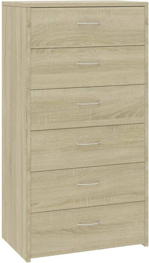 The Living Store Dressoir MDF 50 x 34 x 96 cm 6 lades Sonoma eiken