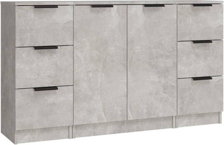 The Living Store Dressoir met 3 lades 30x30x70cm dressoir met 2 deuren 60x30x70cm betongrijs