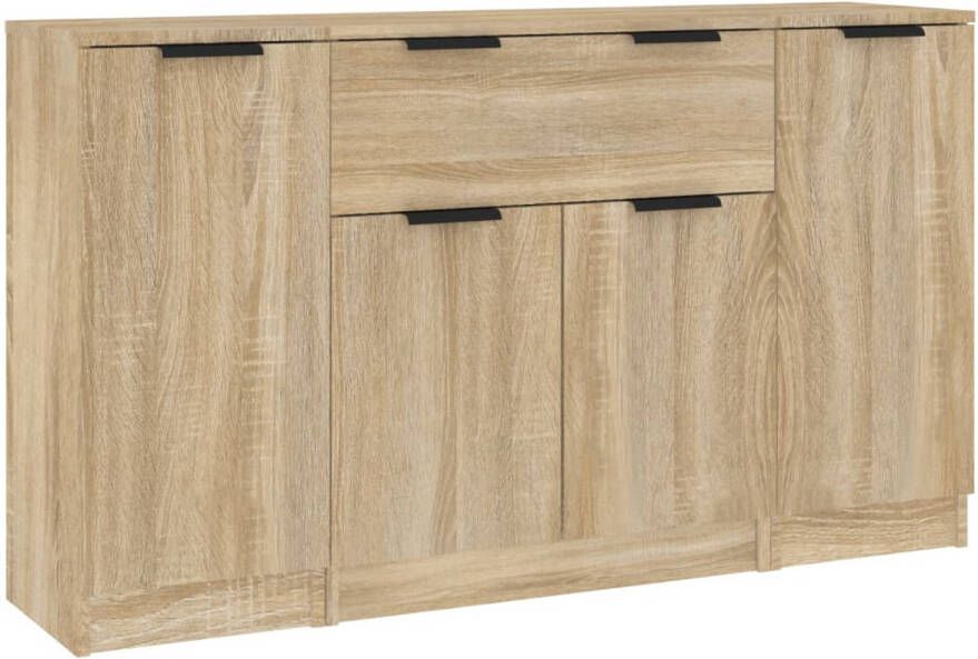 The Living Store Dressoir met deur 30x30x70 cm Bewerkt hout Sonoma eiken