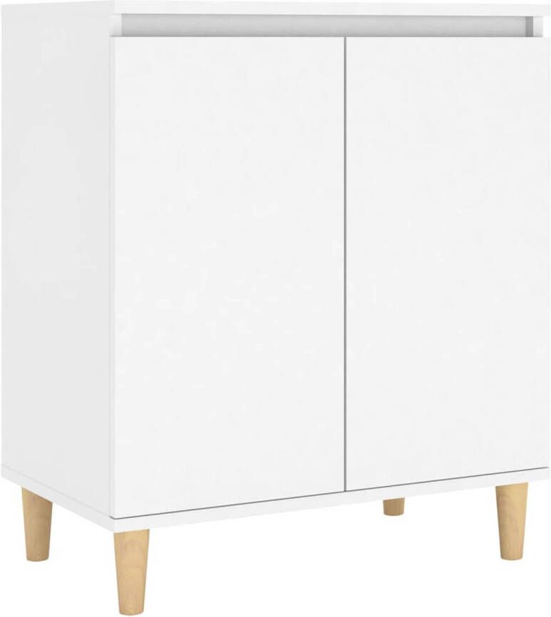 The Living Store Dressoir met massief houten poten 60x35x70 cm bewerkt hout wit Keukenkast