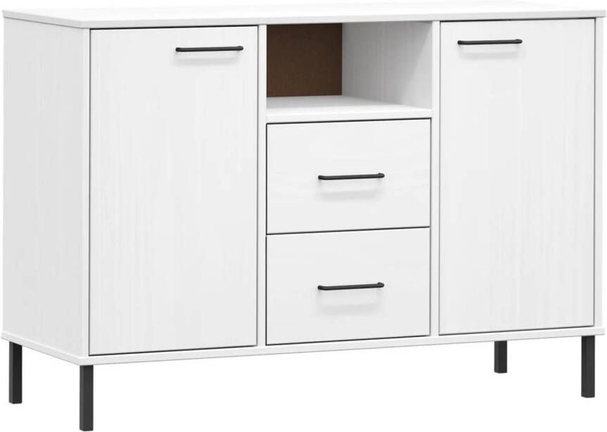 The Living Store Dressoir met metalen poten OSLO 113x40x77 cm grenenhout wit Keukenkast