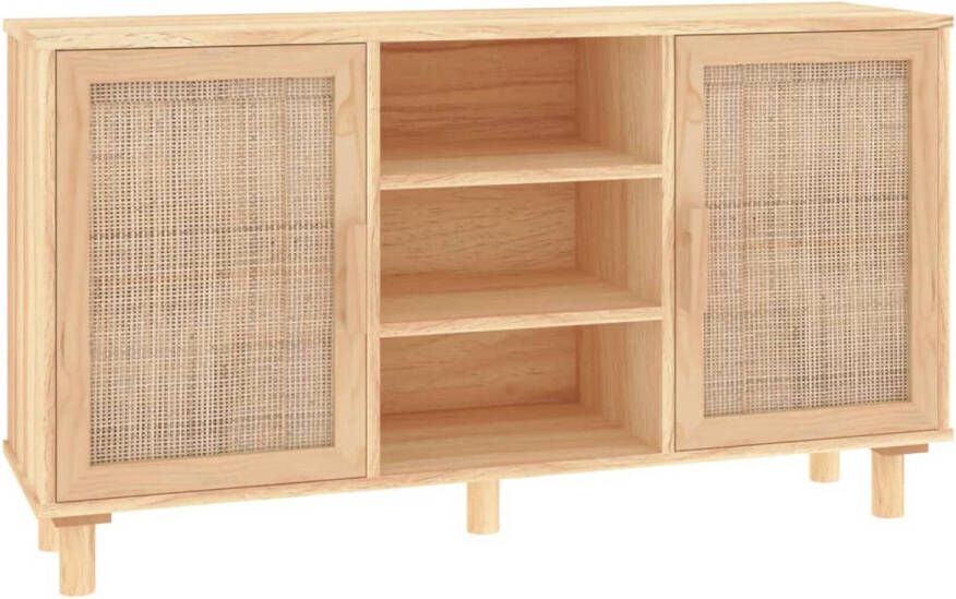 The Living Store Dressoir Meubel 105 x 30 x 60 cm Bruin hout en rattan