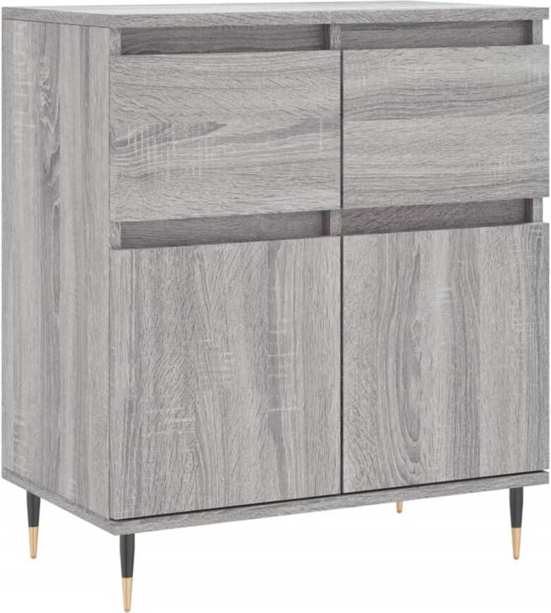 The Living Store Dressoir Meubel 60 x 35 x 70 cm Grijs Sonoma Eiken Met IJzeren Poten