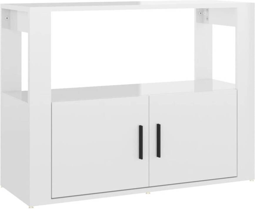 The Living Store Dressoir Meubel 80 x 30 x 60 cm Hoogglans Wit