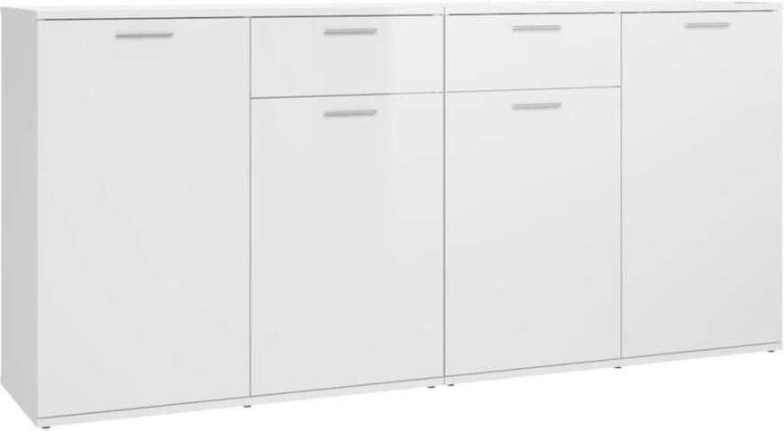 The Living Store Dressoir Meubelen 160 x 36 x 75 cm Hoogglans wit 4 deuren 2 lades