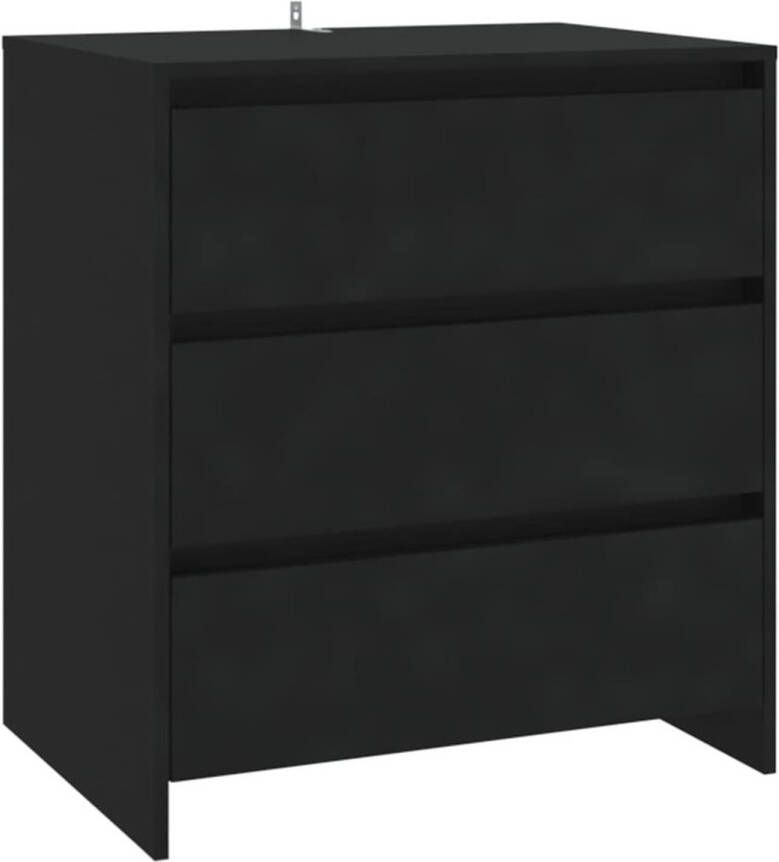 The Living Store Dressoir Minimalistisch Bijzetkast 3 Lades Zwart 70 x 41 x 75 cm