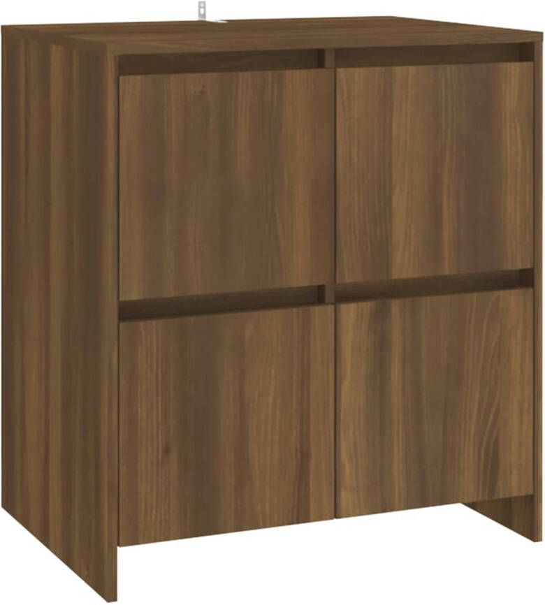 The Living Store Dressoir Minimalistisch Bruineiken 4 Deuren 70x41x75 cm