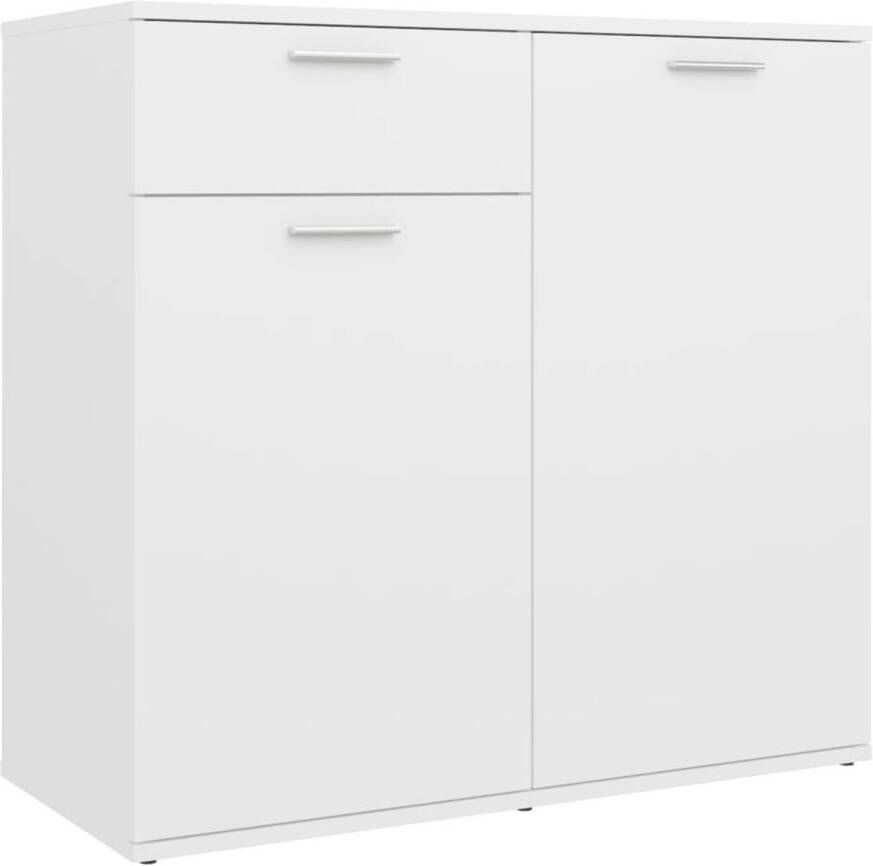 The Living Store Dressoir Minimalistisch design 2 deuren 1 lade 80 x 36 x 75 cm Wit Bewerkt hout