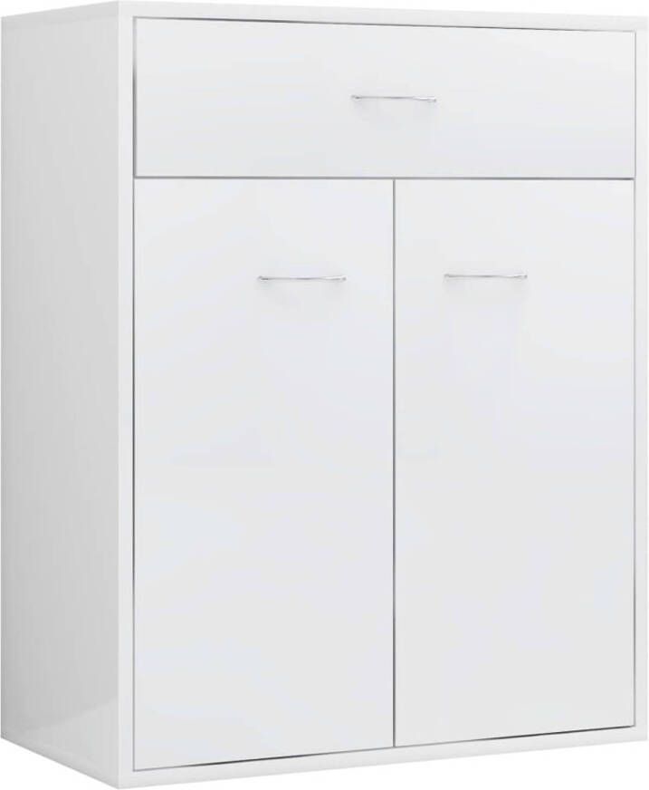 The Living Store Dressoir Minimalistisch Hoogglans Wit 60 x 30 x 75 cm Met 2 deuren en 1 lade