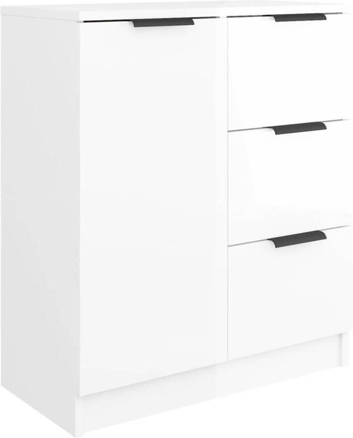 The Living Store Dressoir Minimalistisch Hoogglans Wit 60x30x70cm Bewerkt Hout