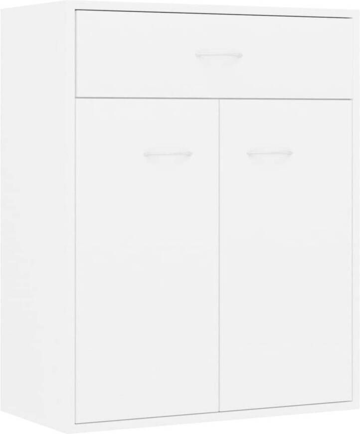 The Living Store Dressoir Minimalistisch Wit 60x30x75cm Met 2 Deuren en 1 Lade