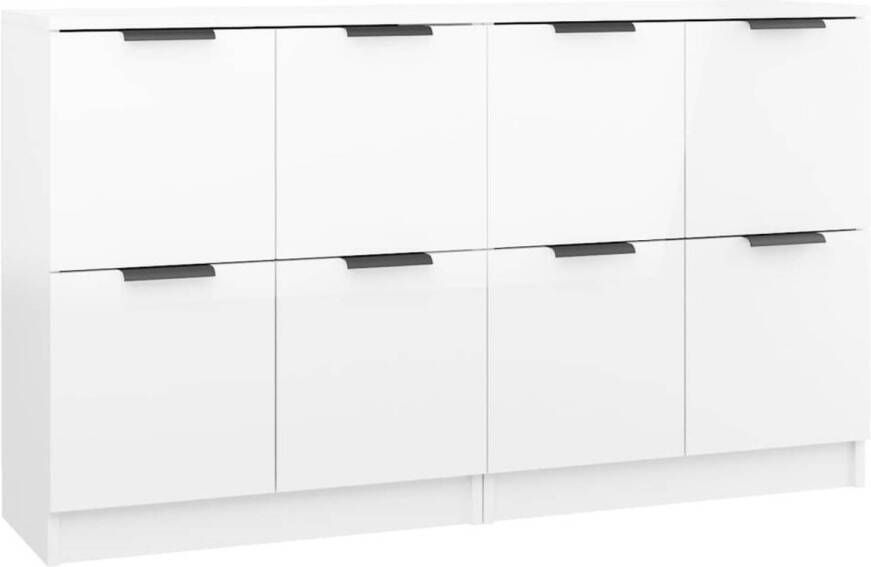 The Living Store Dressoir Minimalistische Charme Bewerkt Hout 60 x 30 x 70 cm Hoogglans Wit