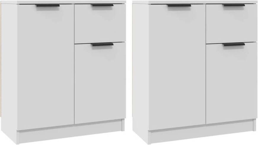 The Living Store Dressoir Minimalistische Charme Bewerkt Hout 60 x 30 x 70 cm Wit