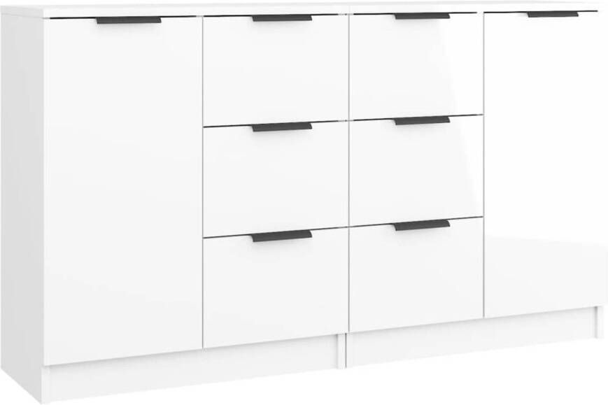 The Living Store Dressoir Minimalistische Charme Bewerkt Hout 60x30x70 cm Hoogglans Wit