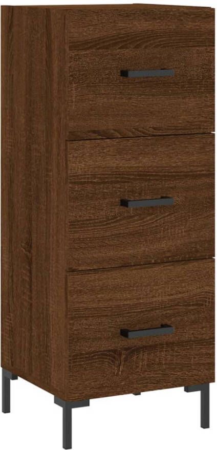 The Living Store Dressoir Modern Bruineiken 34.5 x 34 x 90 cm Duurzaam bewerkt hout en metaal