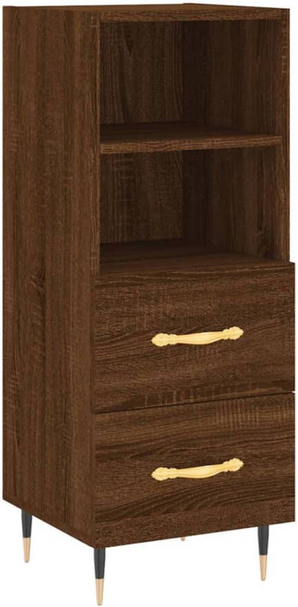 The Living Store Dressoir Modern Bruineiken 34.5 x 34 x 90 cm Duurzaam bewerkt hout en metalen poten