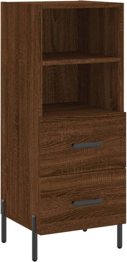 The Living Store Dressoir Modern Bruineiken 34.5 x 34 x 90 cm Duurzaam hout metaal 2 vakken 2 lades