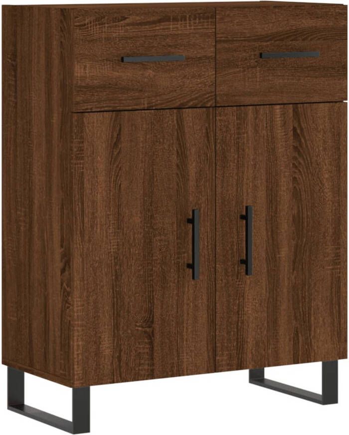 The Living Store Dressoir Modern Bruineiken 69.5 x 34 x 90 cm Duurzaam hout metaal Veel opbergruimte