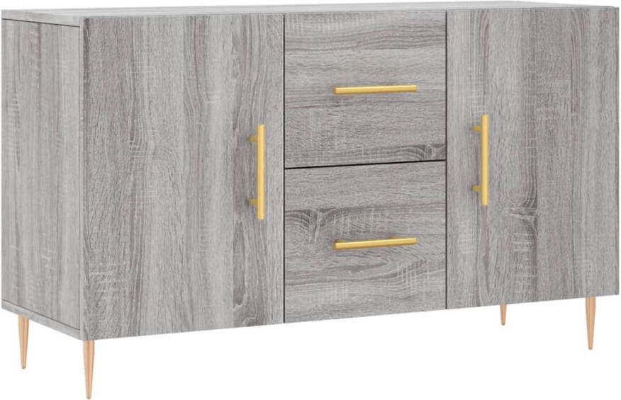 The Living Store Dressoir Modern Grijs Sonoma Eiken 100 x 36 x 60 cm Metalen poten Voldoende opbergruimte