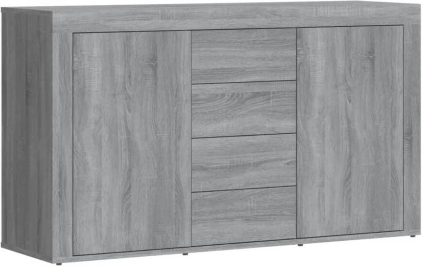 The Living Store Dressoir Modern Grijs Sonoma Eiken 120 x 36 x 69 cm Met Opbergruimte