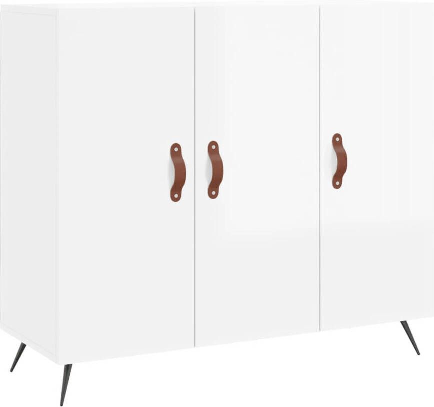 The Living Store Dressoir Modern Kast 90 x 34 x 80 cm Hoogglans wit