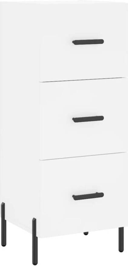 The Living Store Dressoir Modern Wit 34.5 x 34 x 90 cm Hoge kwaliteit hout en metaal 3 lades