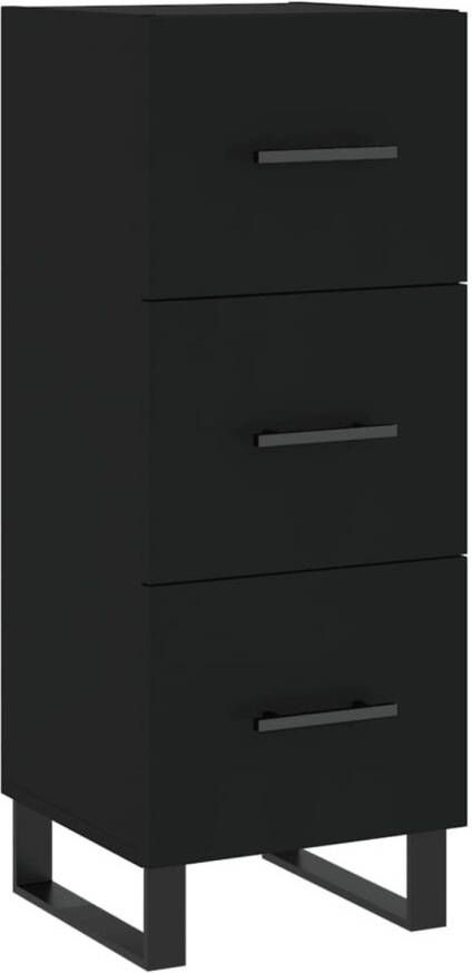 The Living Store Dressoir Moderne bijzetkast Zwart 34.5 x 34 x 90 cm Met 3 lades