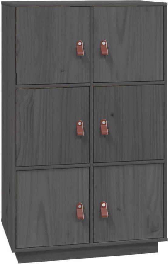 The Living Store Dressoir naam Houten dressoir met 6 deuren 67 x 40 x 108.5 cm Grijs