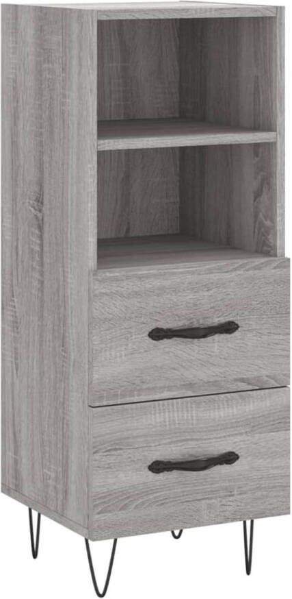 The Living Store Dressoir naam Meubel 34.5 x 34 x 90 cm Grijs Sonoma Eiken