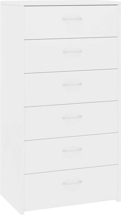 The Living Store Dressoir niet vermeld Dressoir 50 x 34 x 96 cm Kleur- Wit Materiaal- Bewerkt hout 6 lades