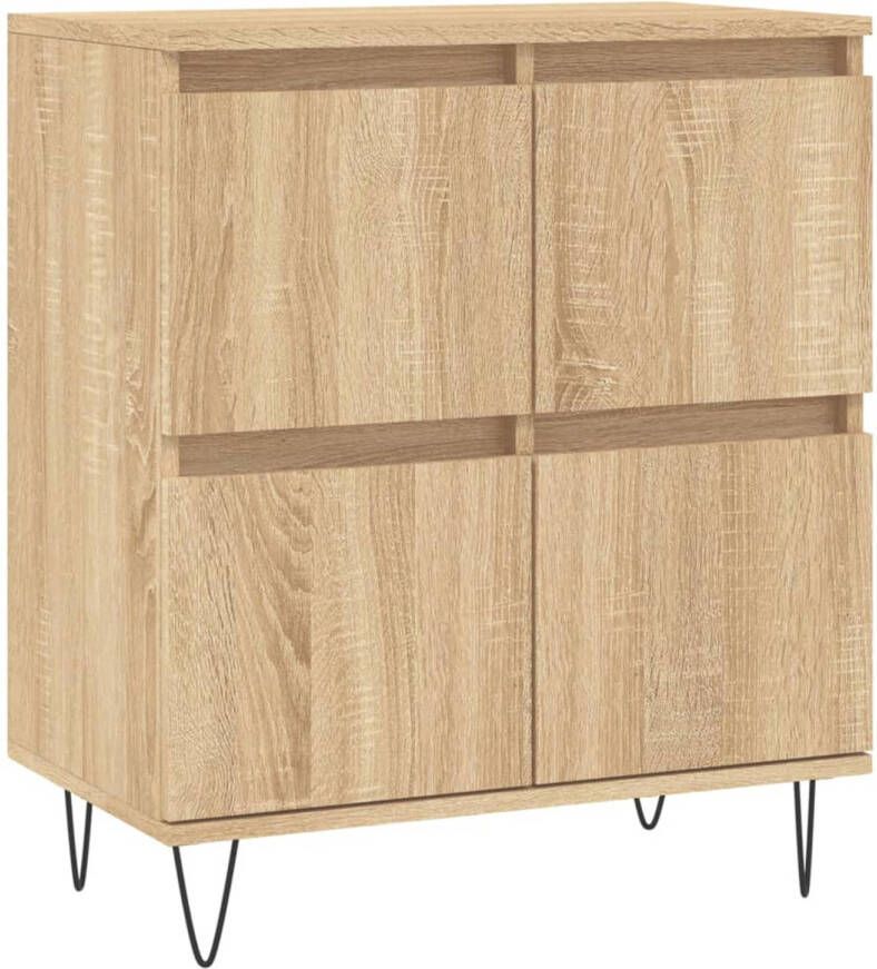 The Living Store Dressoir Opbergkast 60 x 35 x 70 cm Sonoma Eiken Bewerkt hout en ijzer