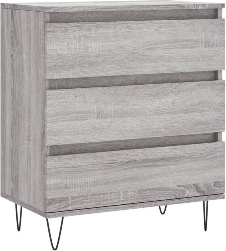 The Living Store Dressoir Opbergkast 60x35x70 cm Grijs Sonoma Eiken Bewerkt Hout en IJzer