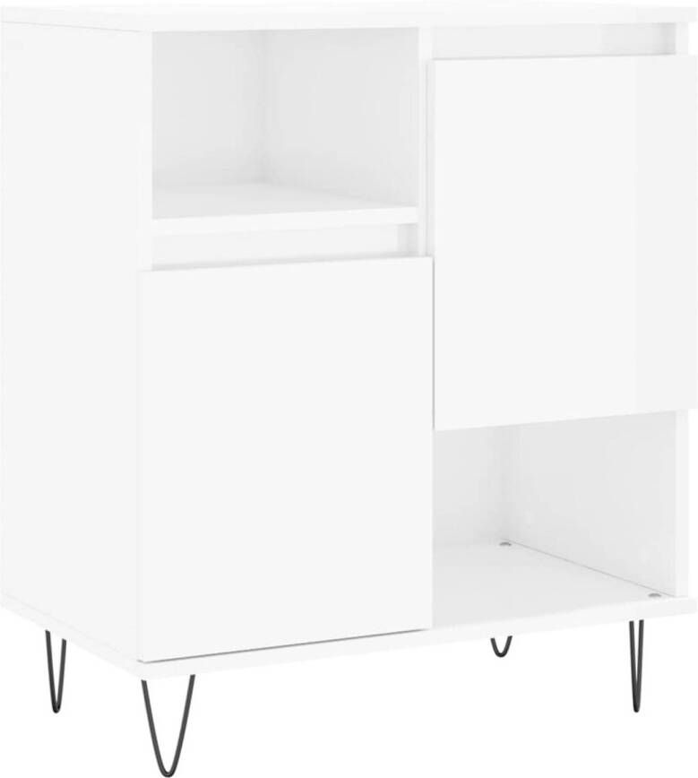 The Living Store Dressoir Opbergkast 60x35x70 cm Hoogglans wit