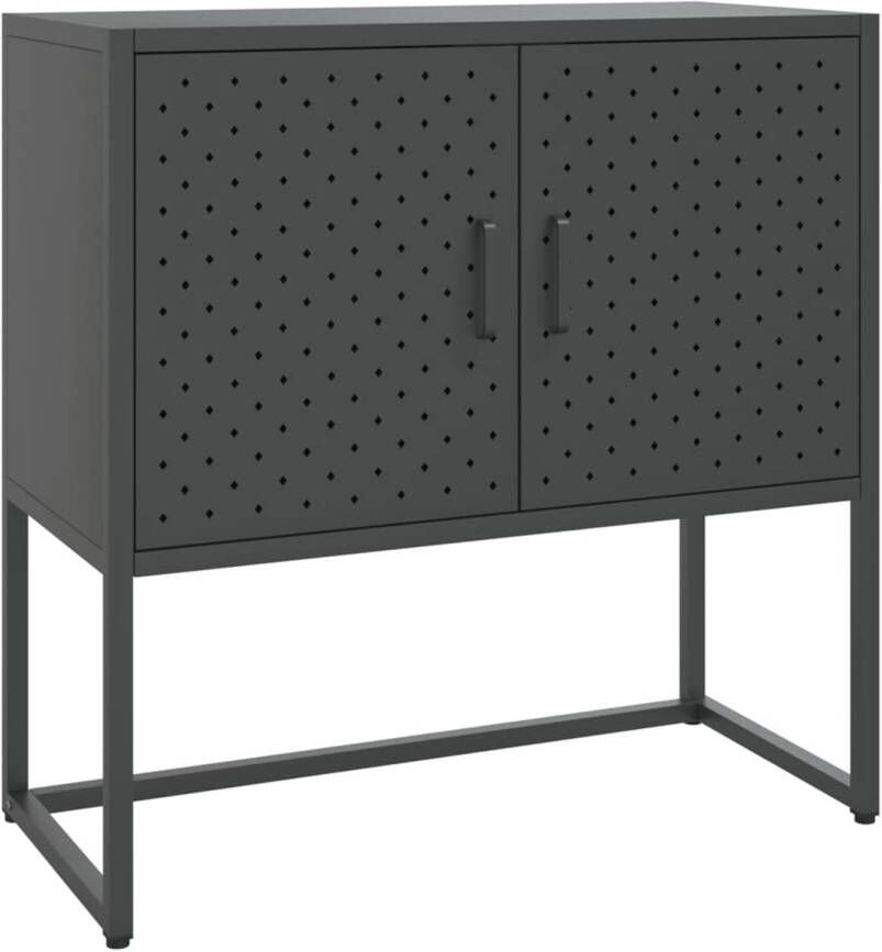 The Living Store Dressoir Opbergkast 75x35x75 cm Antraciet Stalen constructie