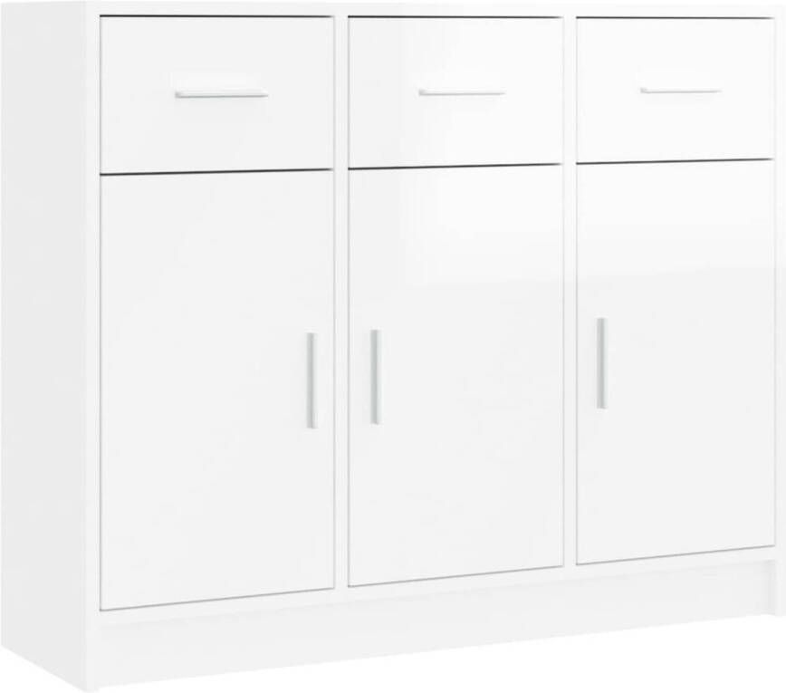 The Living Store Dressoir Opbergkast 91 x 28 x 75 cm Hoogglans wit