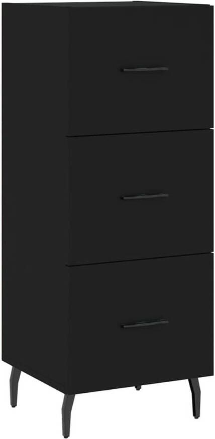 The Living Store Dressoir Retro Zwart 34.5 x 34 x 90 cm Metalen poten